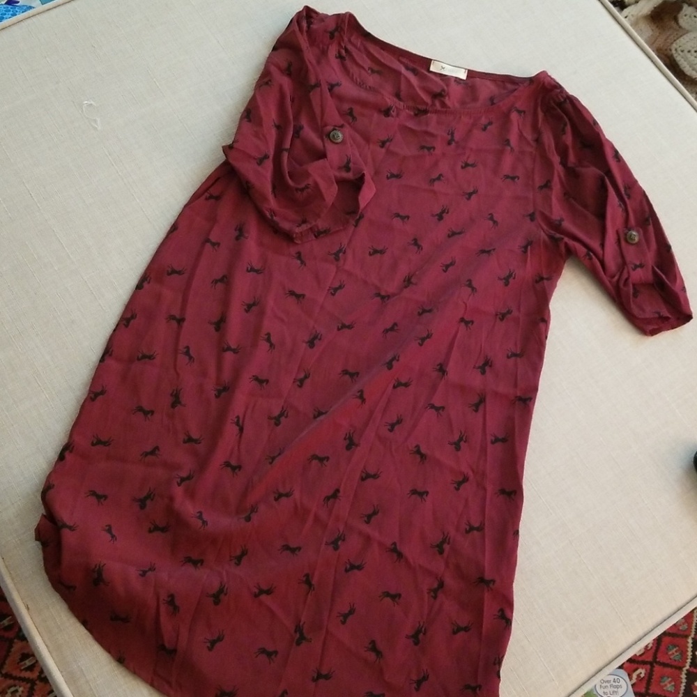 Everly burgundy horse print dress, S.